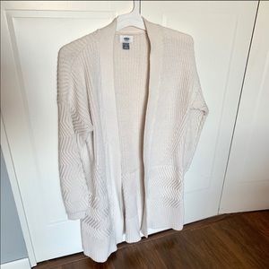 Cream Woven Open Sweater
